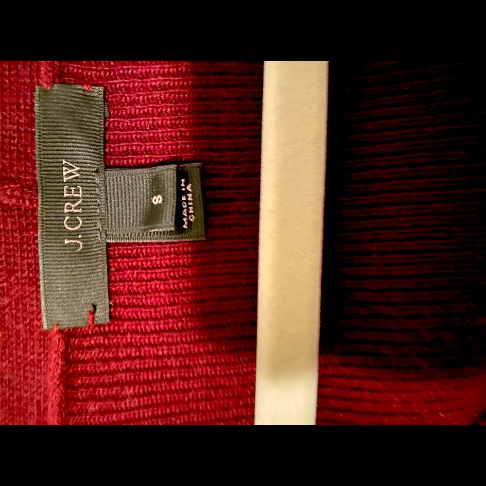 J . Crew Peplum Bell Sleeve V-Neck Wool Blend Sweater - Sz S - Cabernet Red - Picture 7 of 8